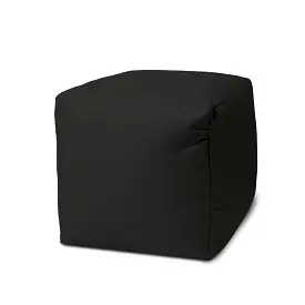 17 Cool Jet Black Solid Color Indoor Outdoor Pouf Ottoman