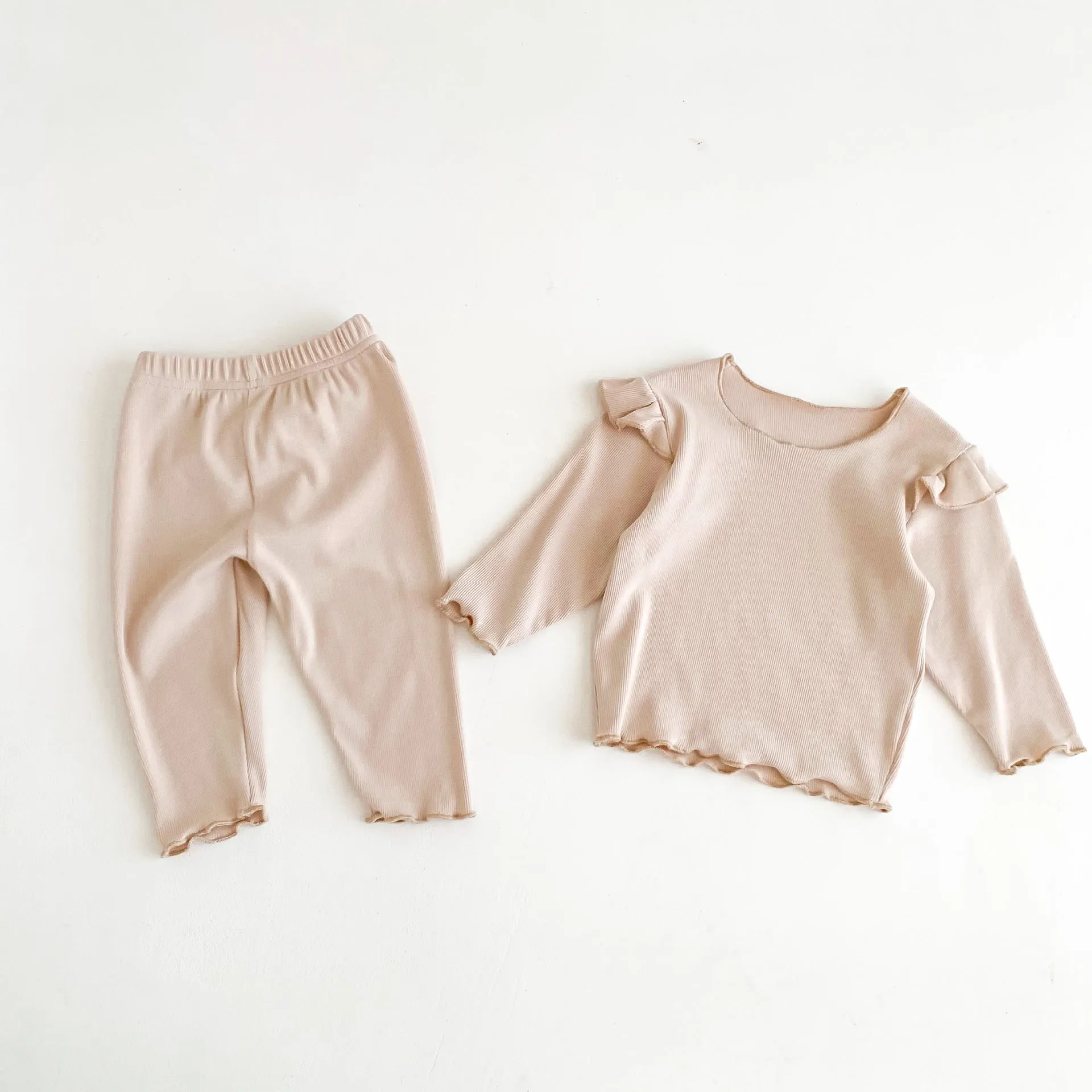 2 Pieces Set Baby Kid Girls Solid Color Tops And Pants Wholesale 23101906