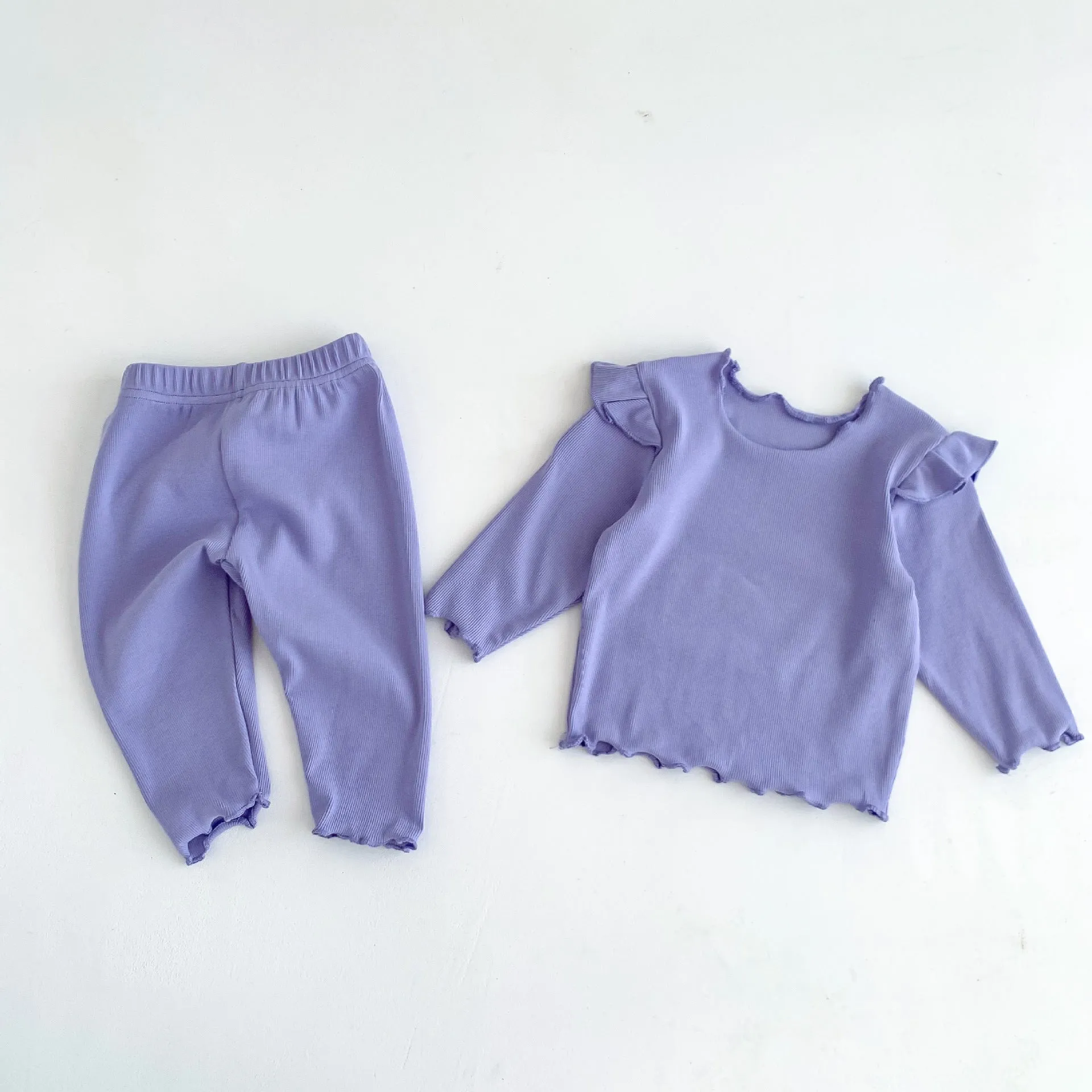 2 Pieces Set Baby Kid Girls Solid Color Tops And Pants Wholesale 23101906