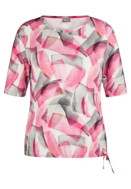 213351- Pink & Grey Abstract Print top w/ elasticated waist- Rabe