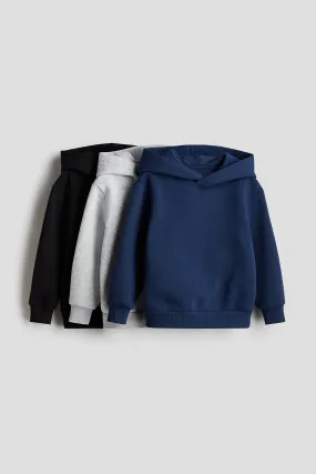 3-pack hoodies - V-neck - Long sleeve - Black/Dark blue/Grey marl - Kids | H&M GB