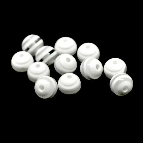 Acrylic Beads, Round, Striped, Clear, White, 10mm