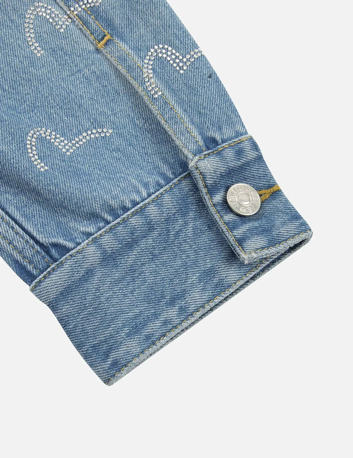 Allover Rhinestone Seagull Loose Fit Denim Jacket