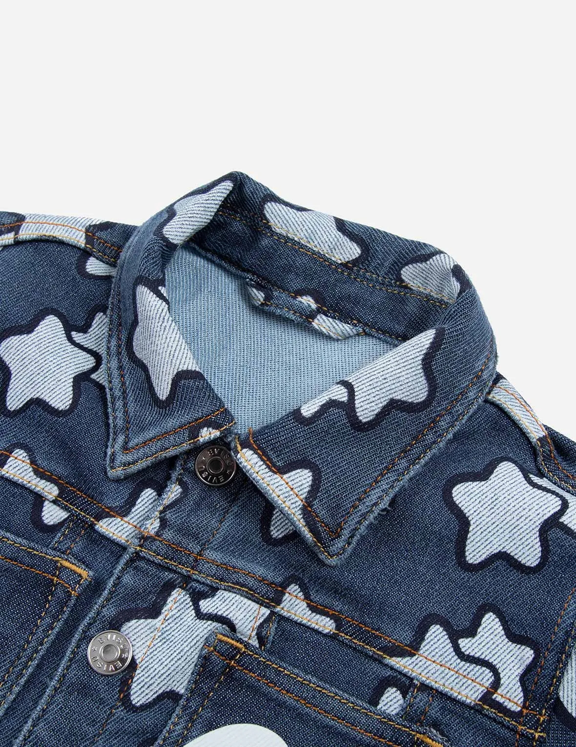 Allover Star Print Regular Fit Denim Jacket