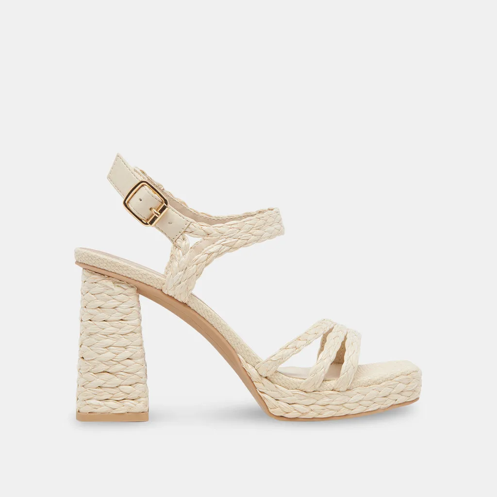 ALYSIA Platform Heels Ivory Raffia | Ivory Block Heel Sandals– Dolce Vita 6890484334658