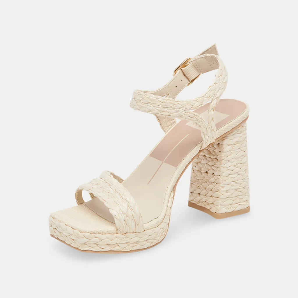 ALYSIA Platform Heels Ivory Raffia | Ivory Block Heel Sandals– Dolce Vita 6890484334658