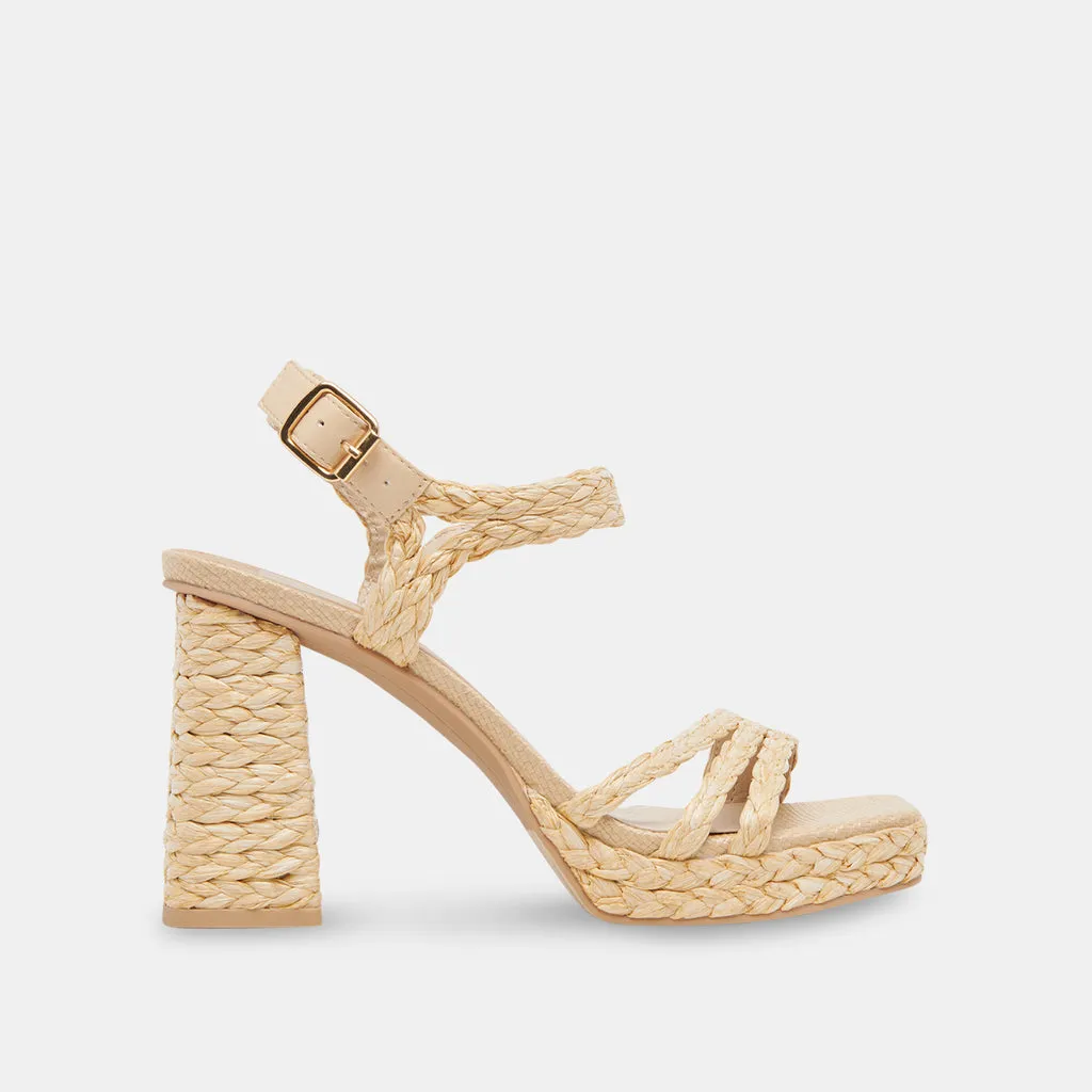 ALYSIA Platform Heels Natural Raffia | Natural Block Heel Sandals– Dolce Vita 6890484400194