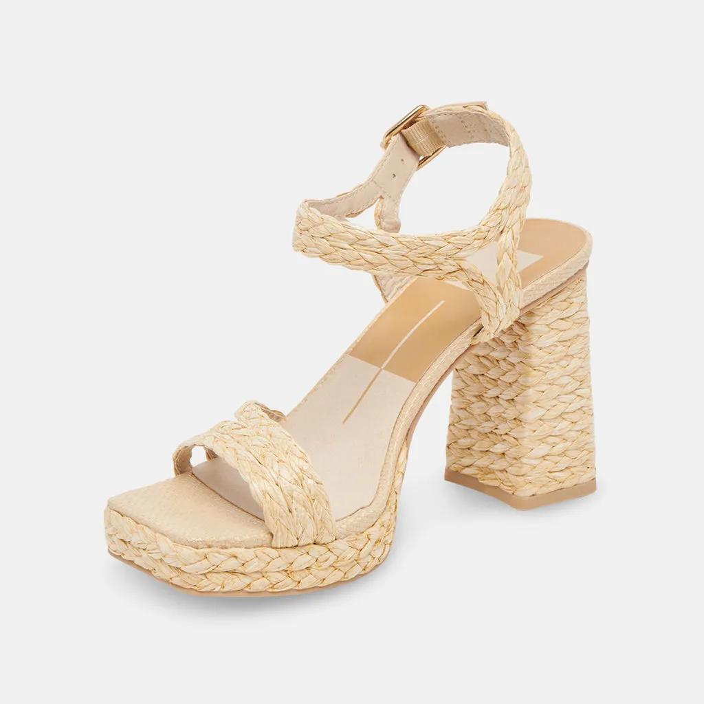 ALYSIA Platform Heels Natural Raffia | Natural Block Heel Sandals– Dolce Vita 6890484400194