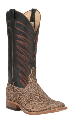 Anderson Bean Men's Terra Vintage Elephant and Black Glaze Kidskin Square Toe Exotic Cowboy Boots