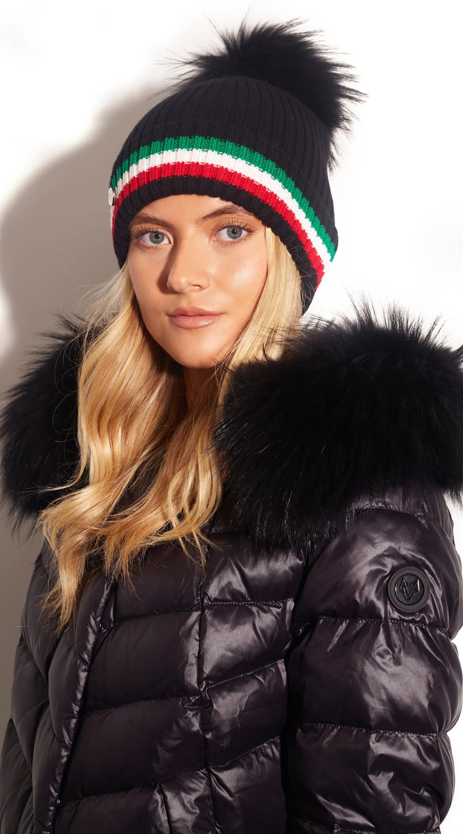 Aston Merino Wool Pom Pom Hat - Black