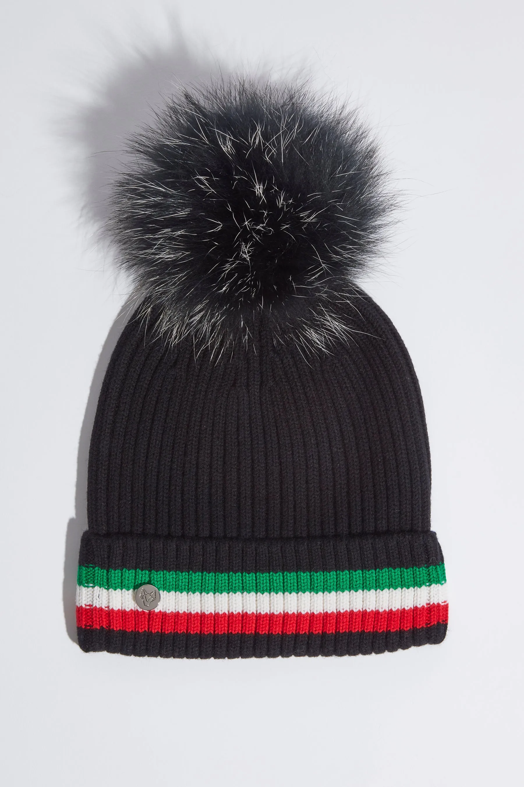 Aston Merino Wool Pom Pom Hat - Black