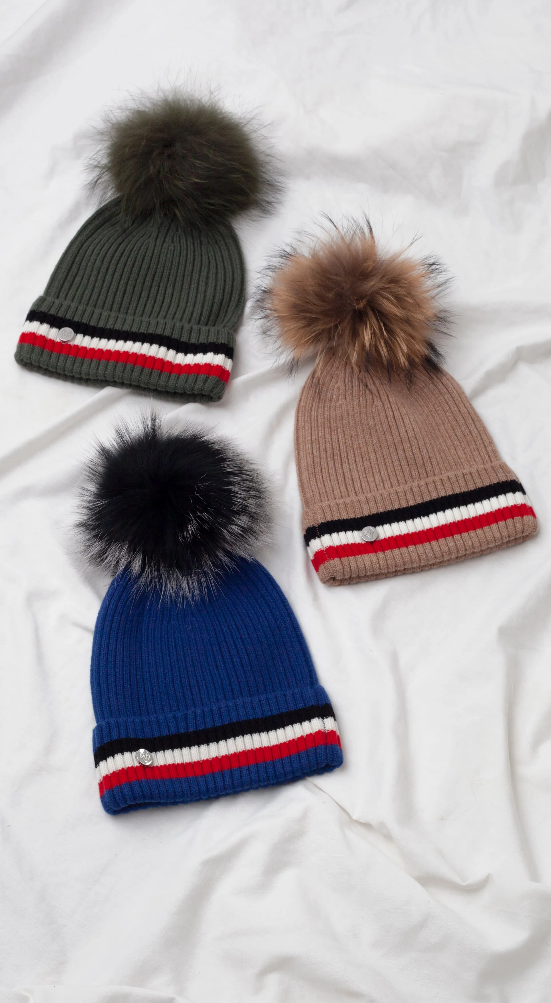 Aston Merino Wool Pom Pom Hat - Blue