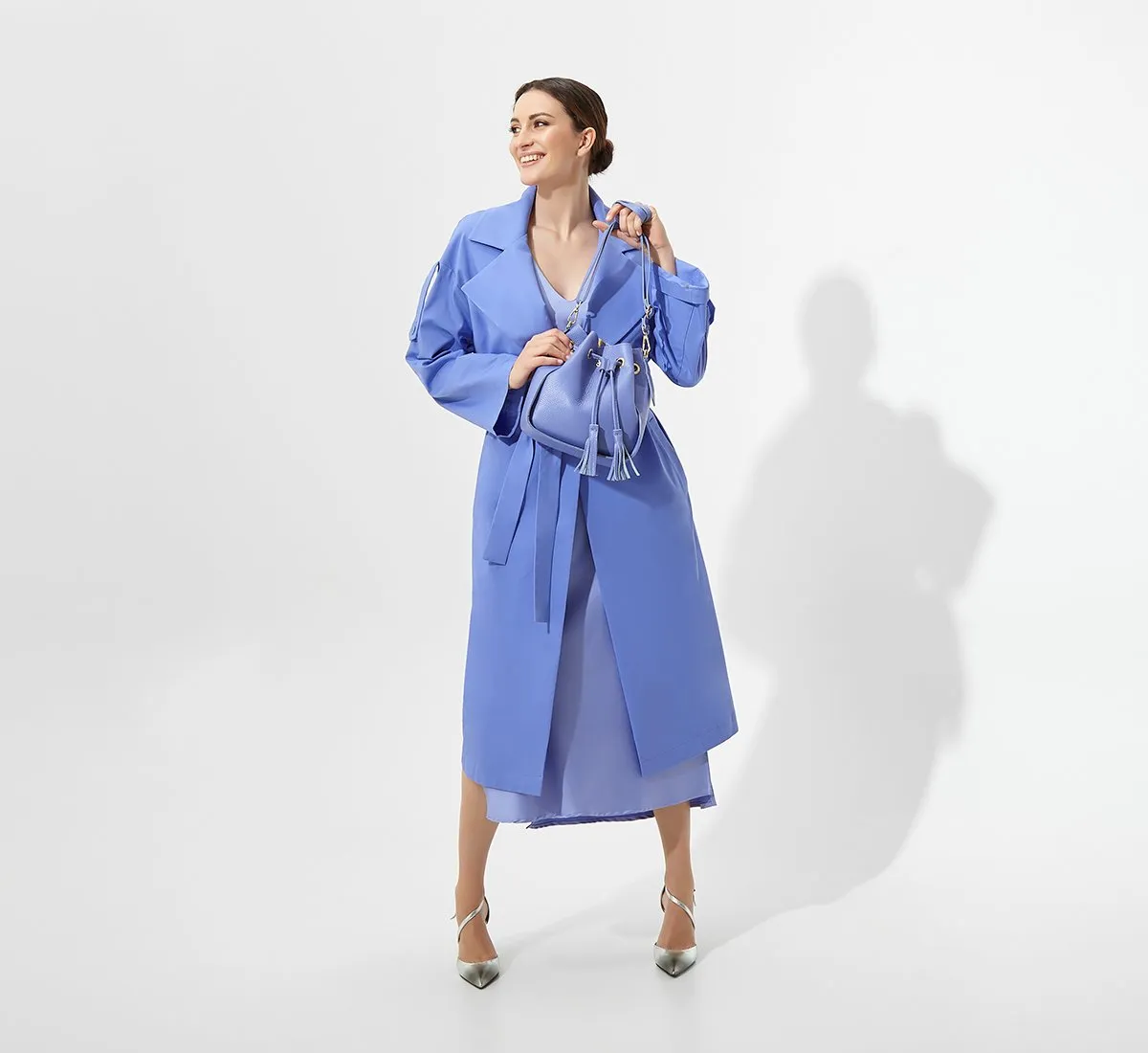 Azure cotton trench coat