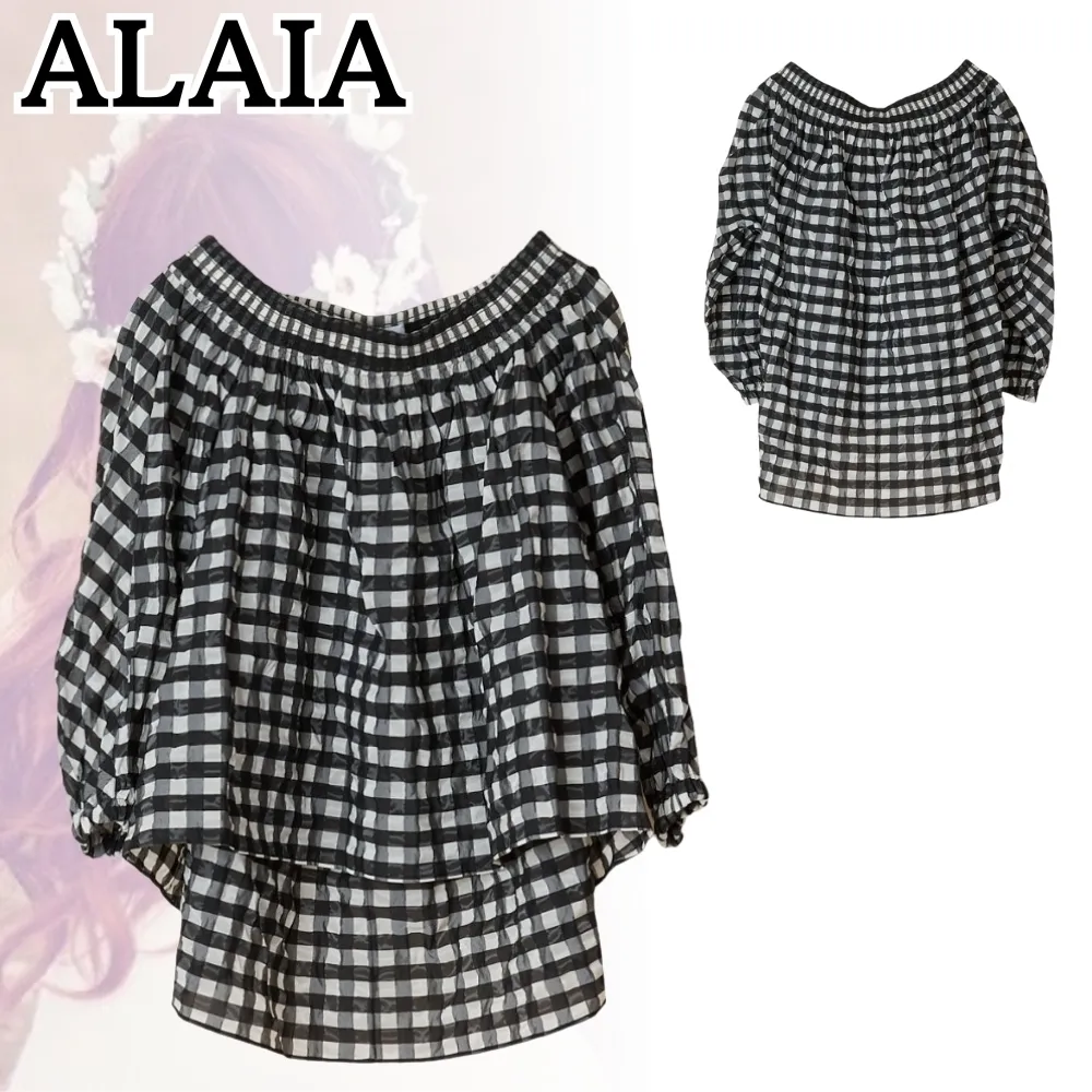 Azzedine Alaia  |Gingham Casual Style Nylon Cropped Cotton Party Style