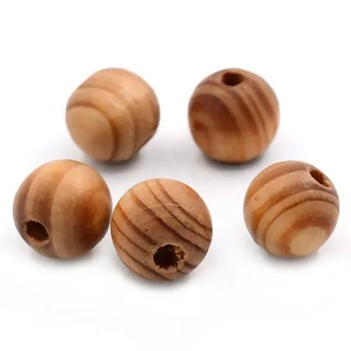 Beads, Wood, Natural, Striped, Round, Burly Wood, 16mm