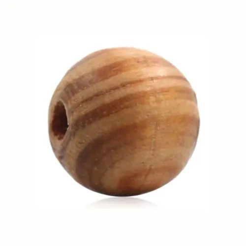 Beads, Wood, Natural, Striped, Round, Burly Wood, 16mm