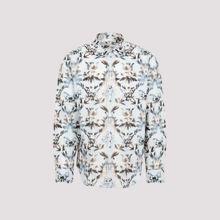 Berluti  |Linen & Cotton Printed Box Fit Shirt