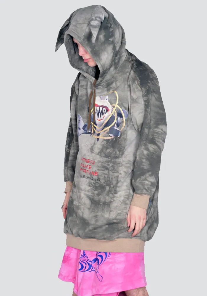 BERNHARD WILLHELM C82+P2 TIEDYE SWEAT HOODIE GREY/KHAKI