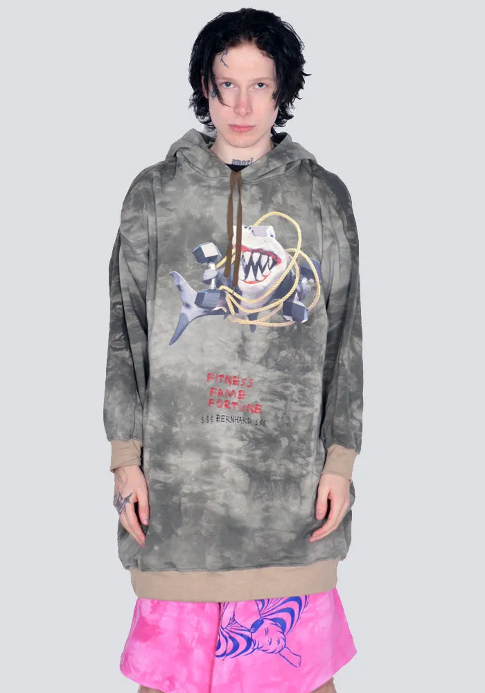 BERNHARD WILLHELM C82+P2 TIEDYE SWEAT HOODIE GREY/KHAKI