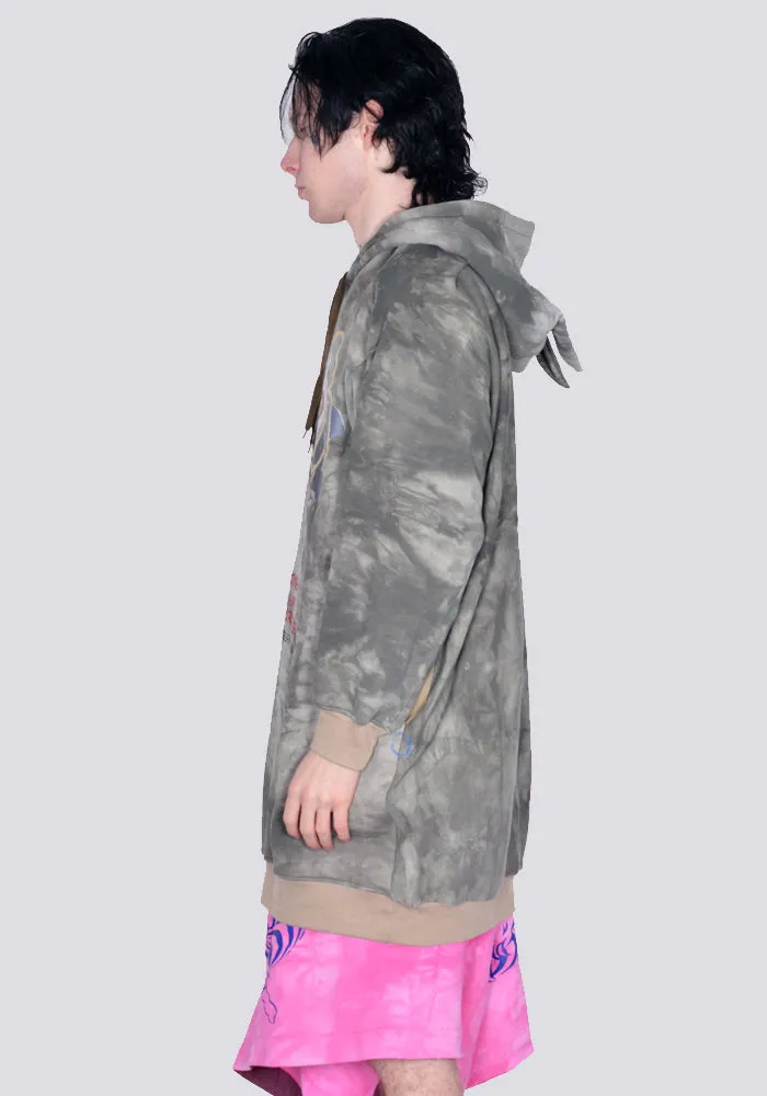 BERNHARD WILLHELM C82+P2 TIEDYE SWEAT HOODIE GREY/KHAKI