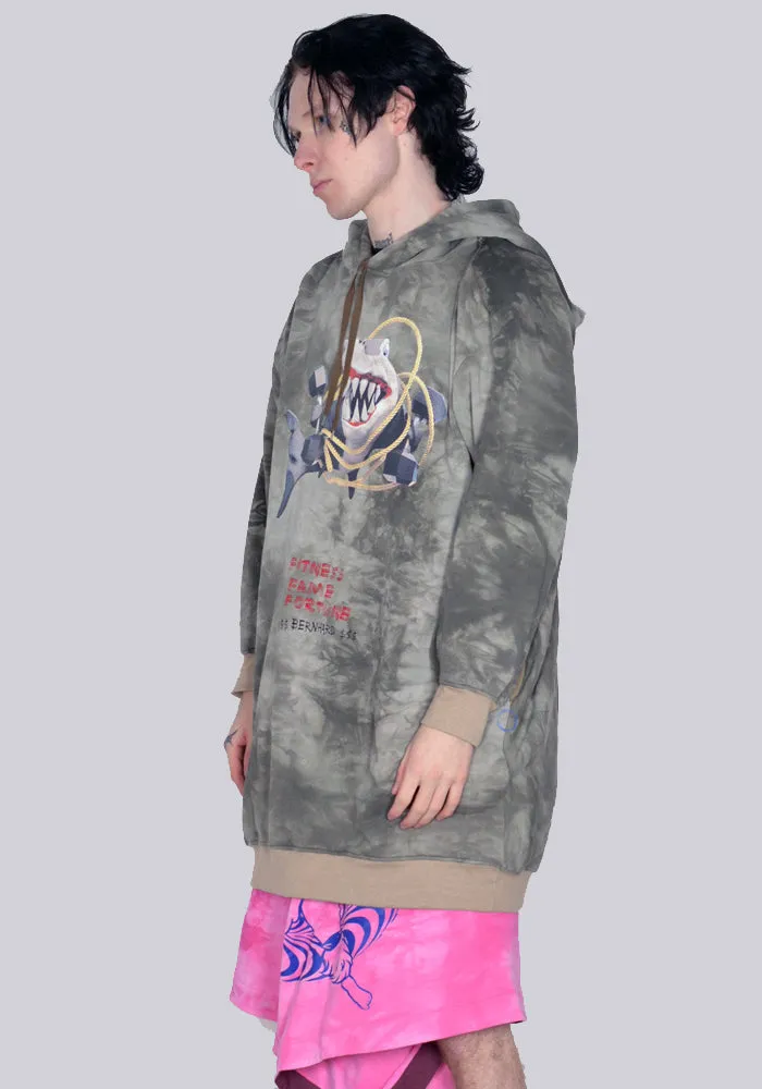 BERNHARD WILLHELM C82+P2 TIEDYE SWEAT HOODIE GREY/KHAKI