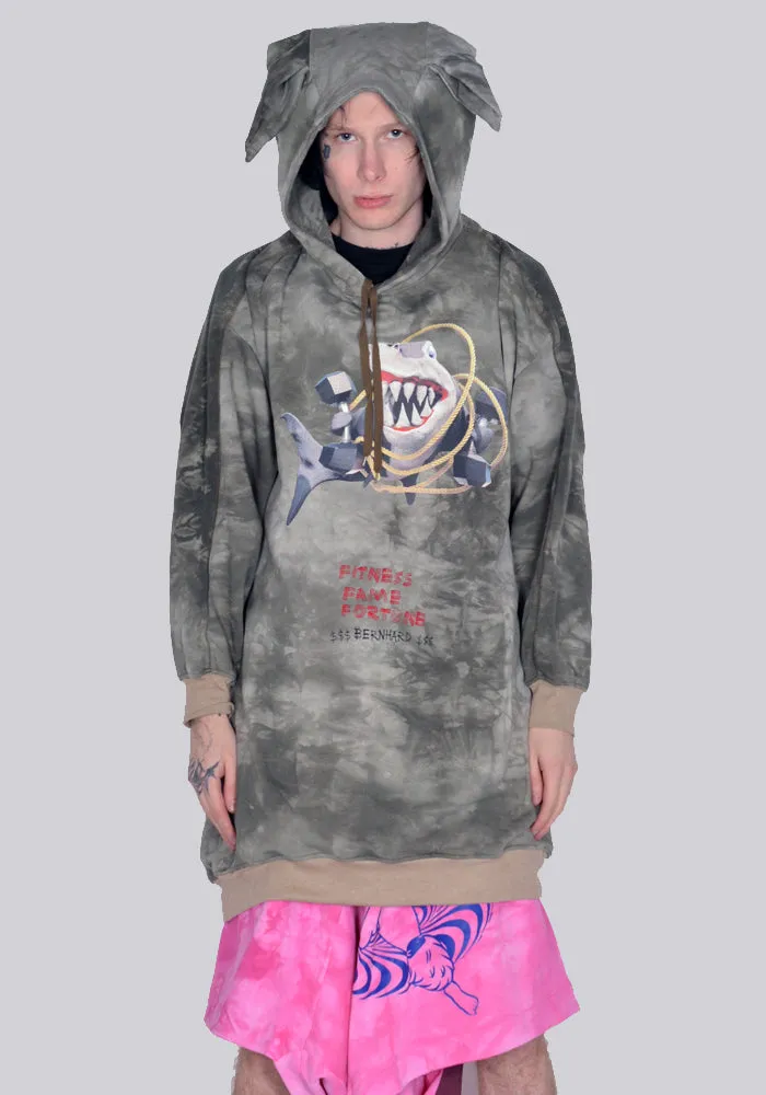 BERNHARD WILLHELM C82+P2 TIEDYE SWEAT HOODIE GREY/KHAKI