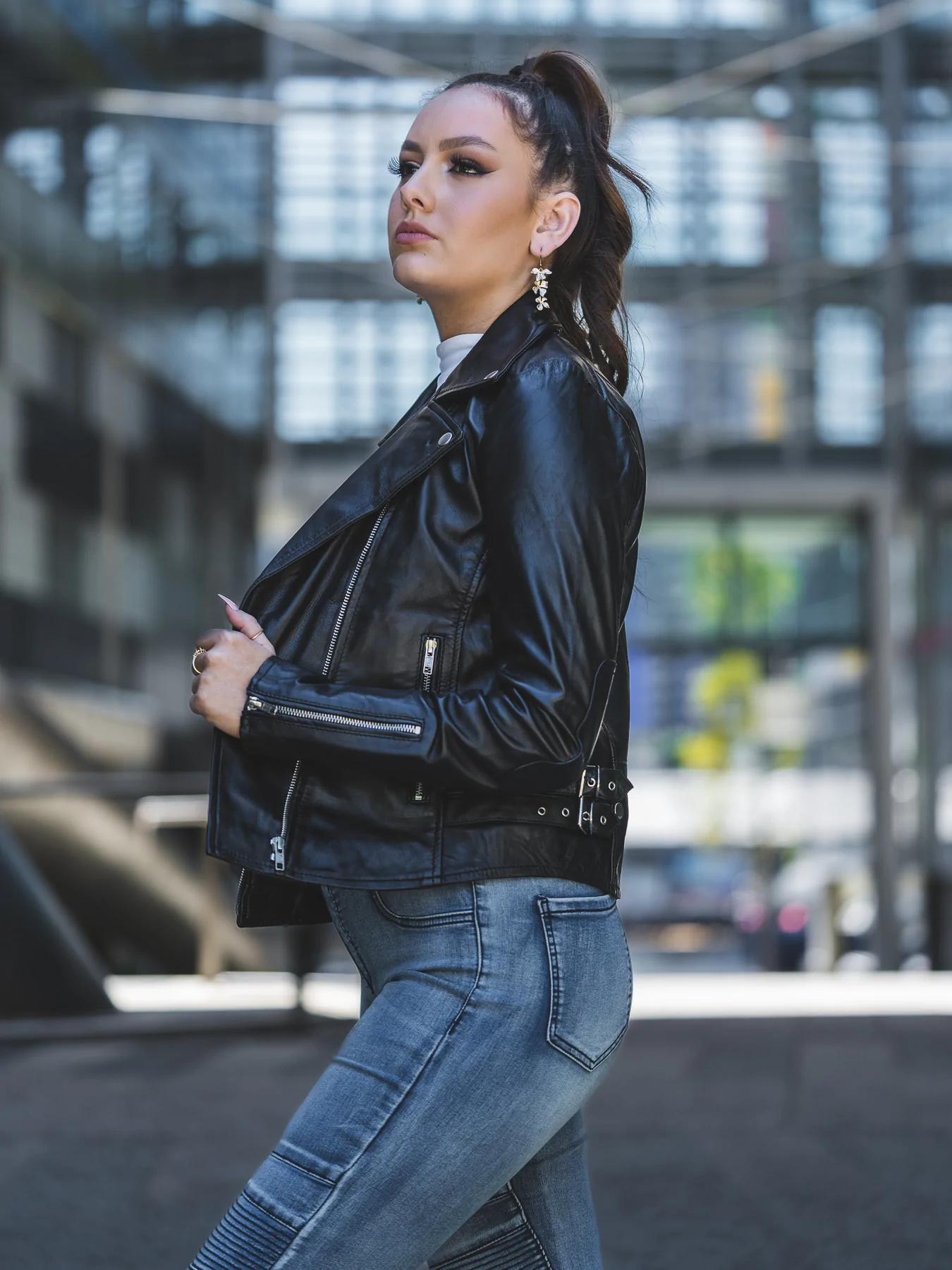 Black Classic Womens Leather Motorcycle Jacket