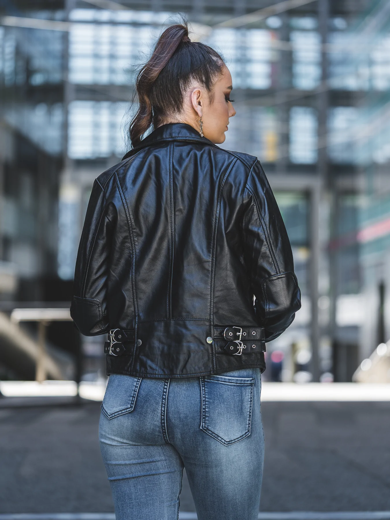 Black Classic Womens Leather Motorcycle Jacket