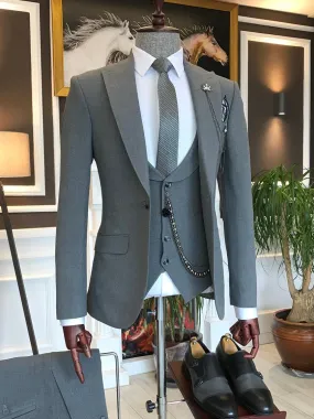 Bojoni Grey Slim-Fit Suit 3-Piece