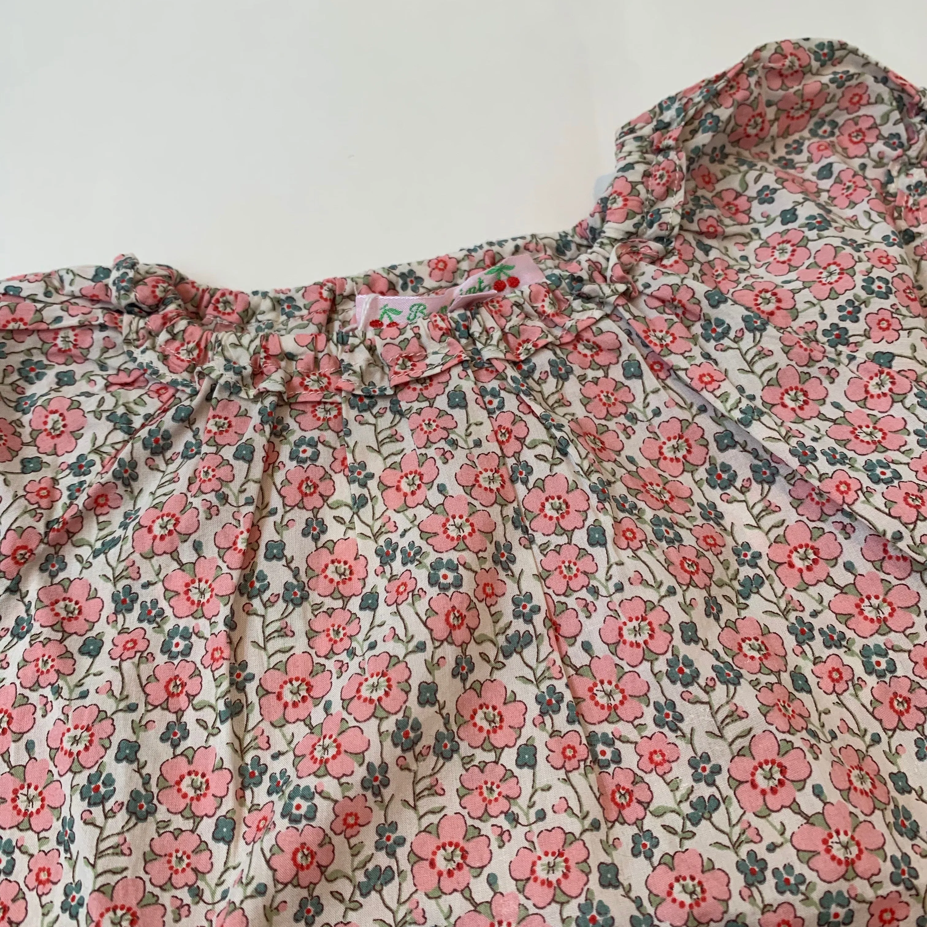 Bonpoint Pink Liberty Print Puff Sleeve Blouse: 2 Years