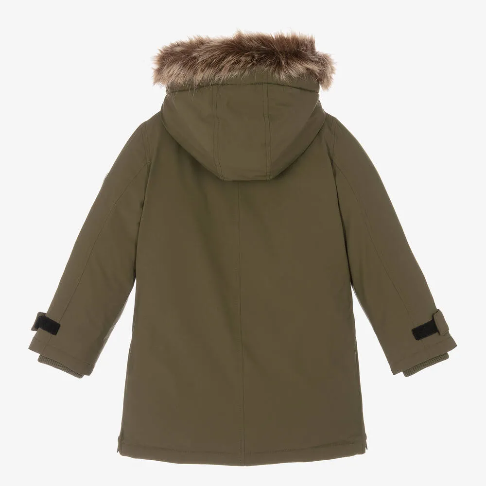 Boys Green Down Parka Coat