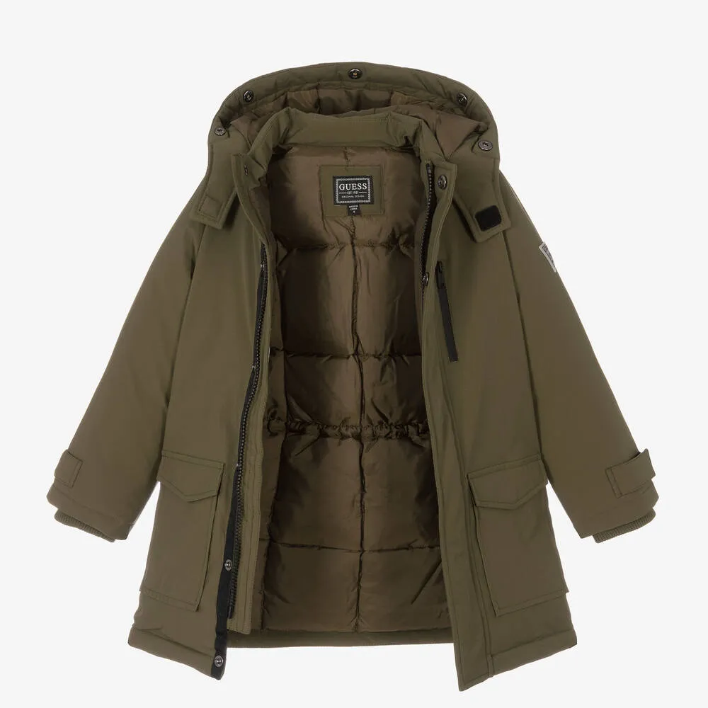 Boys Green Down Parka Coat