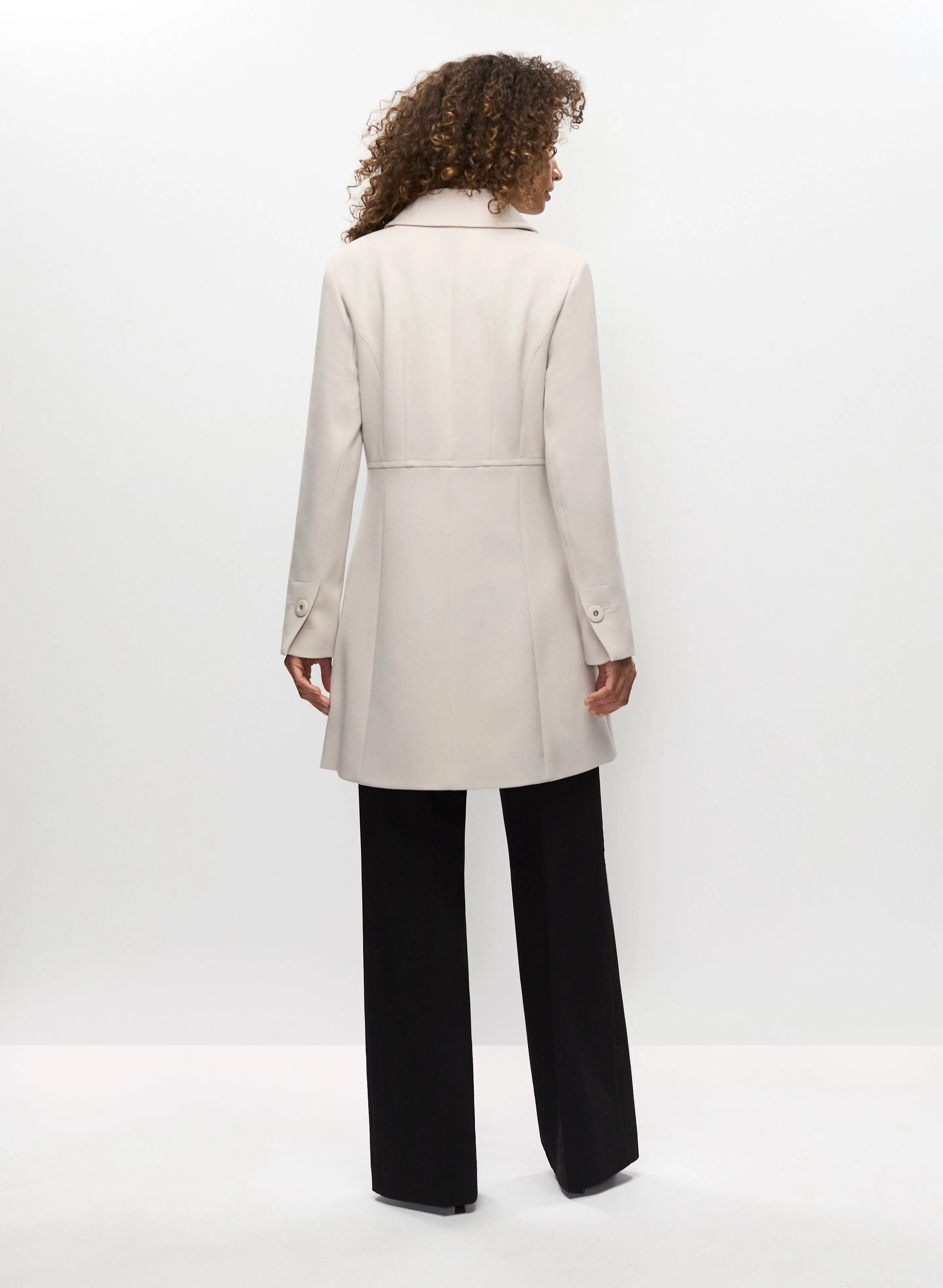 Button Front Tricotine Trench Coat