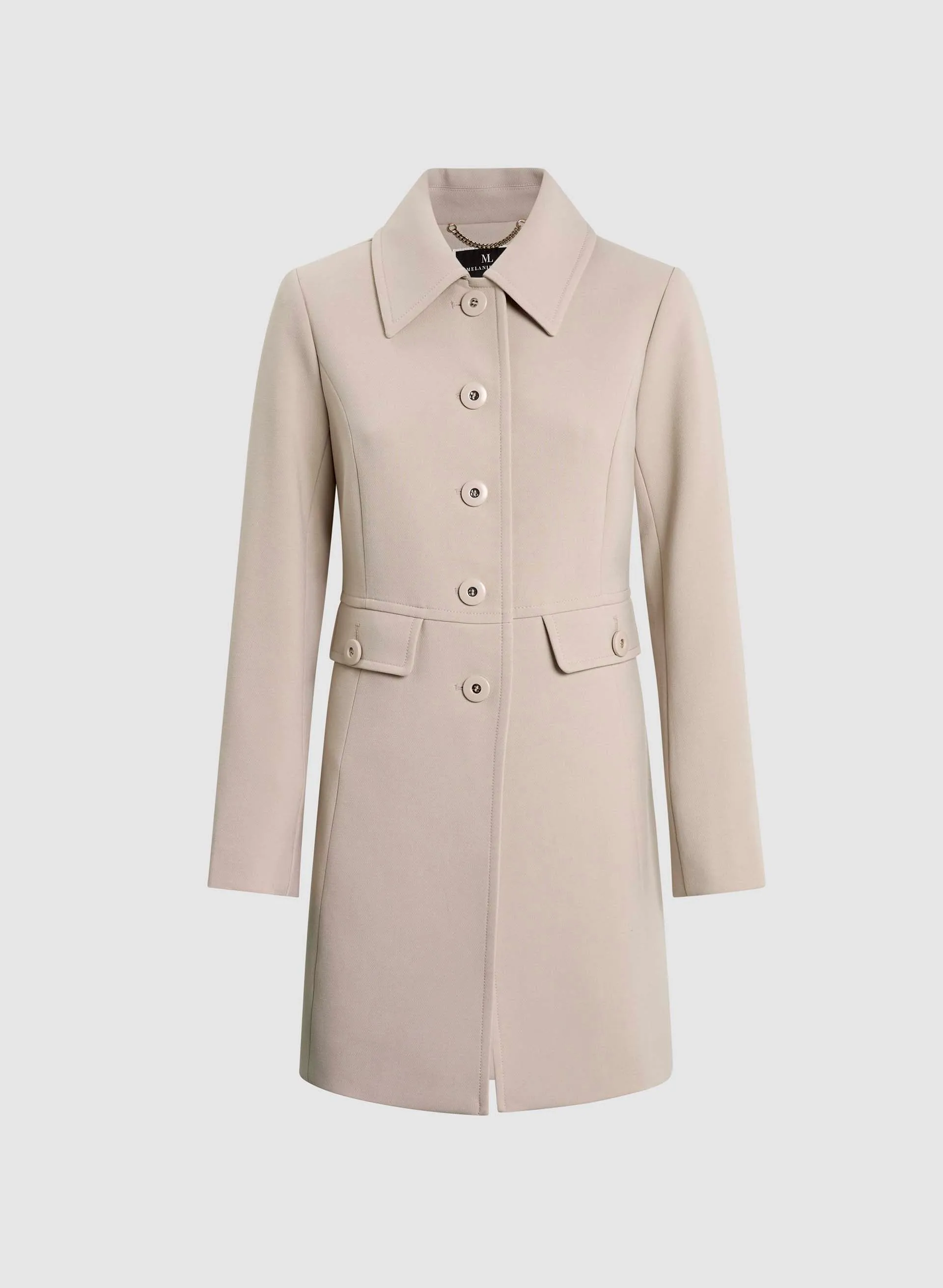 Button Front Tricotine Trench Coat