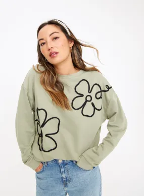 Buy Green Cornelli Flower Relaxed Sweatshirt XL | Hoodies and sweatshirts | Tu