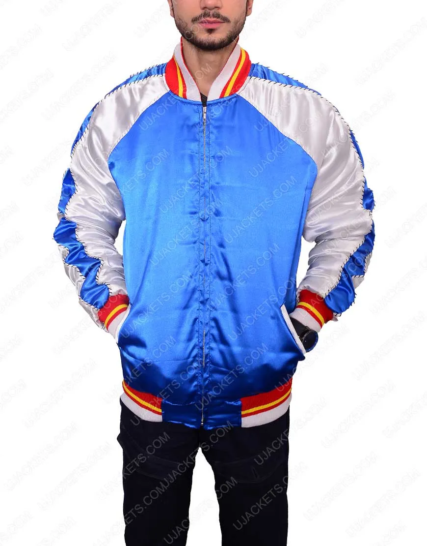 Buy Satin Bomber Saint Laurent Blue Jacket On Ujackets