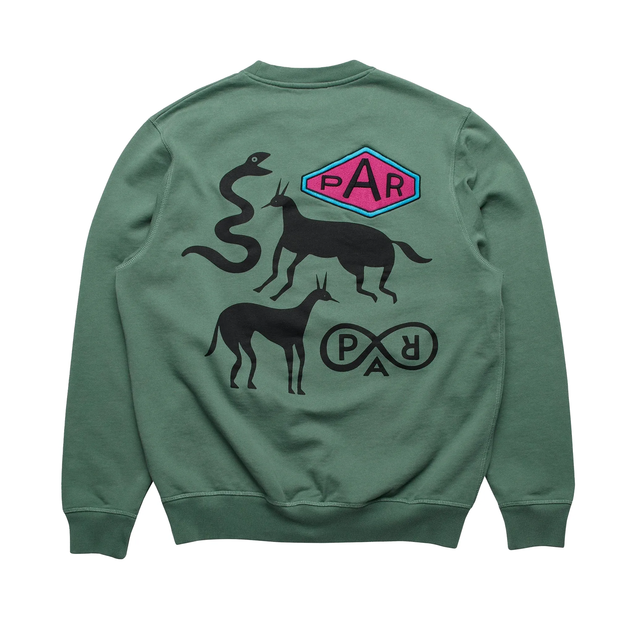 By Parra Snaked By A Horse Crewneck Sweatshirt Pine Green 50216