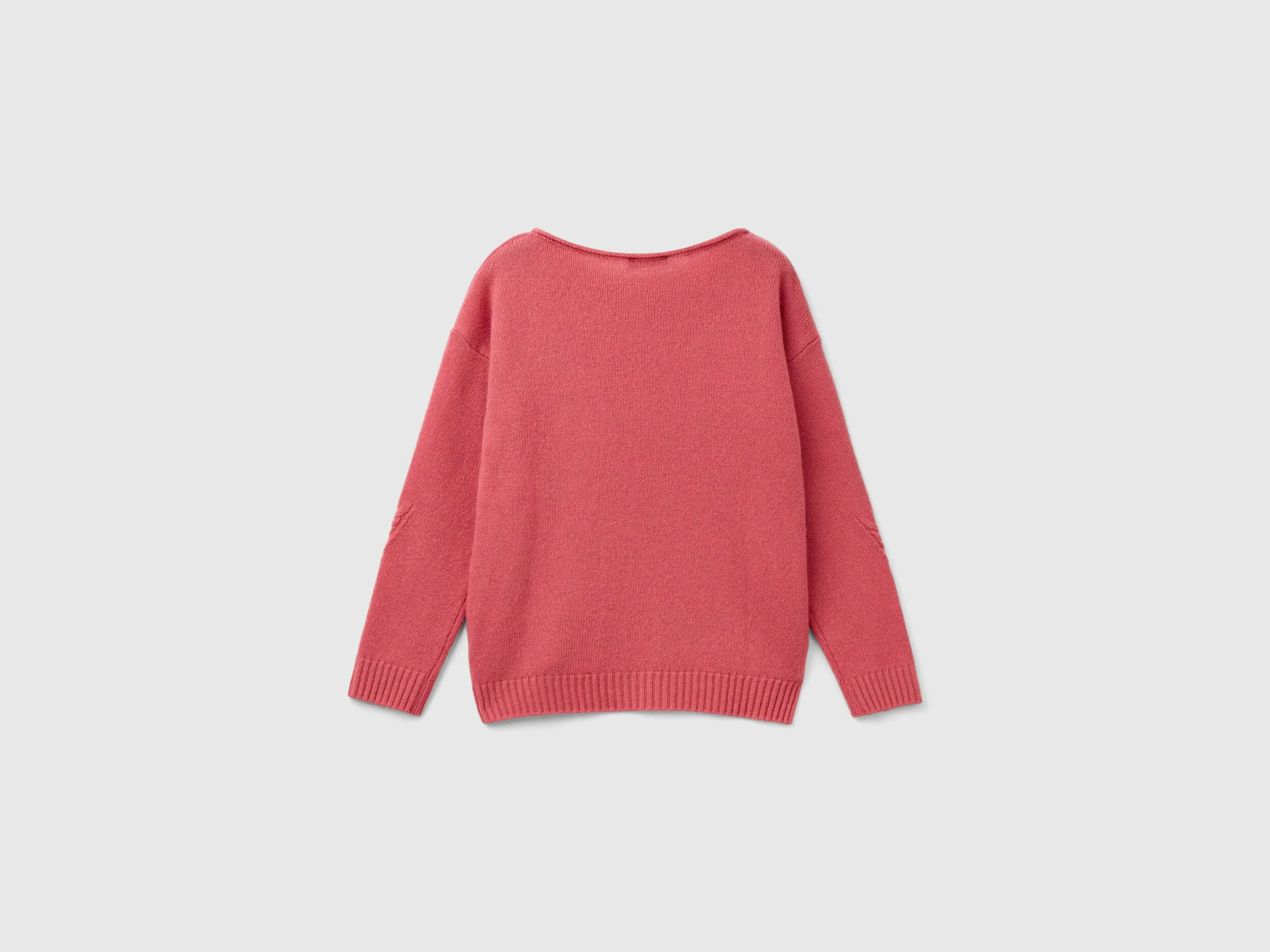 Cable knit sweater in wool blend - Mauve | Benetton