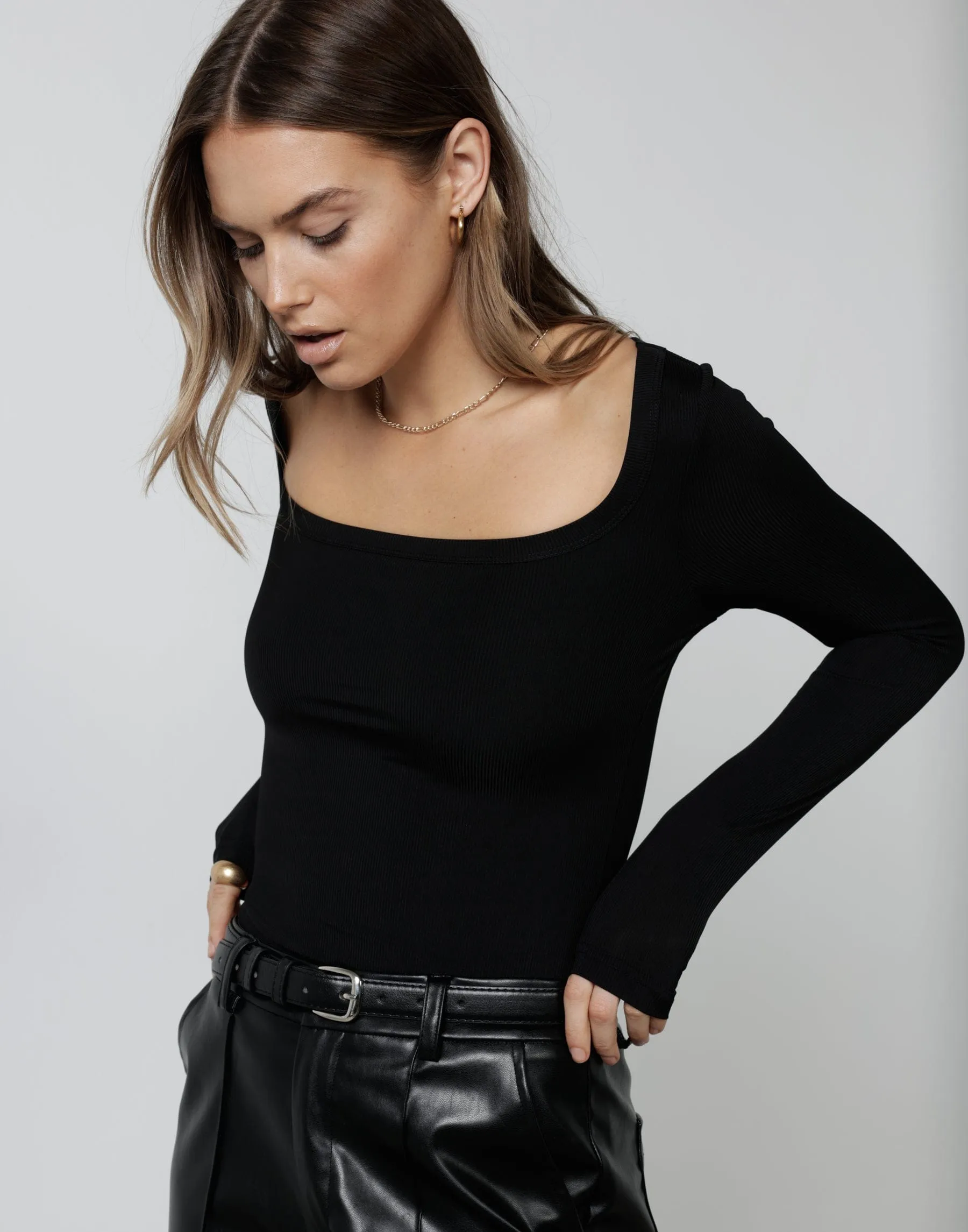 Candice Long Sleeve Top (Black)