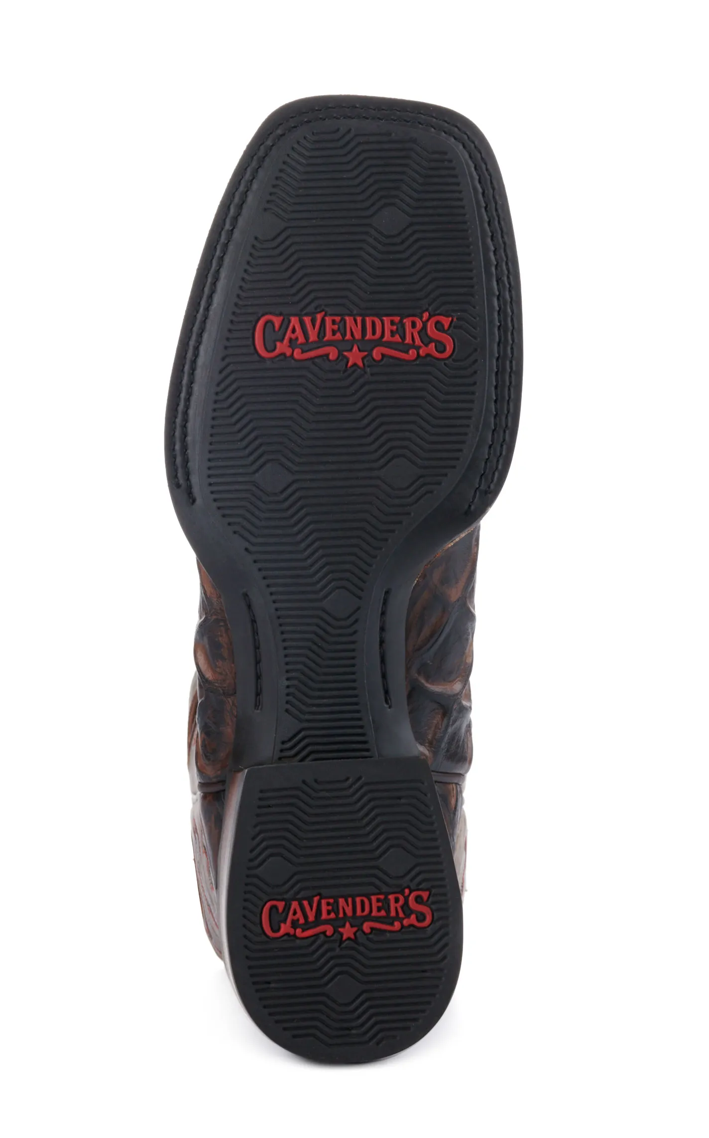 Cavender's Men's Intrepid Medium Brown Pirarucu Print and Oryx Wide Square Toe Cowboy Boots