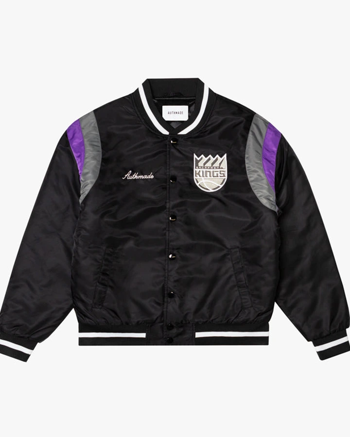 Clark Sacramento Kings Satin Varsity Jacket - William Jacket