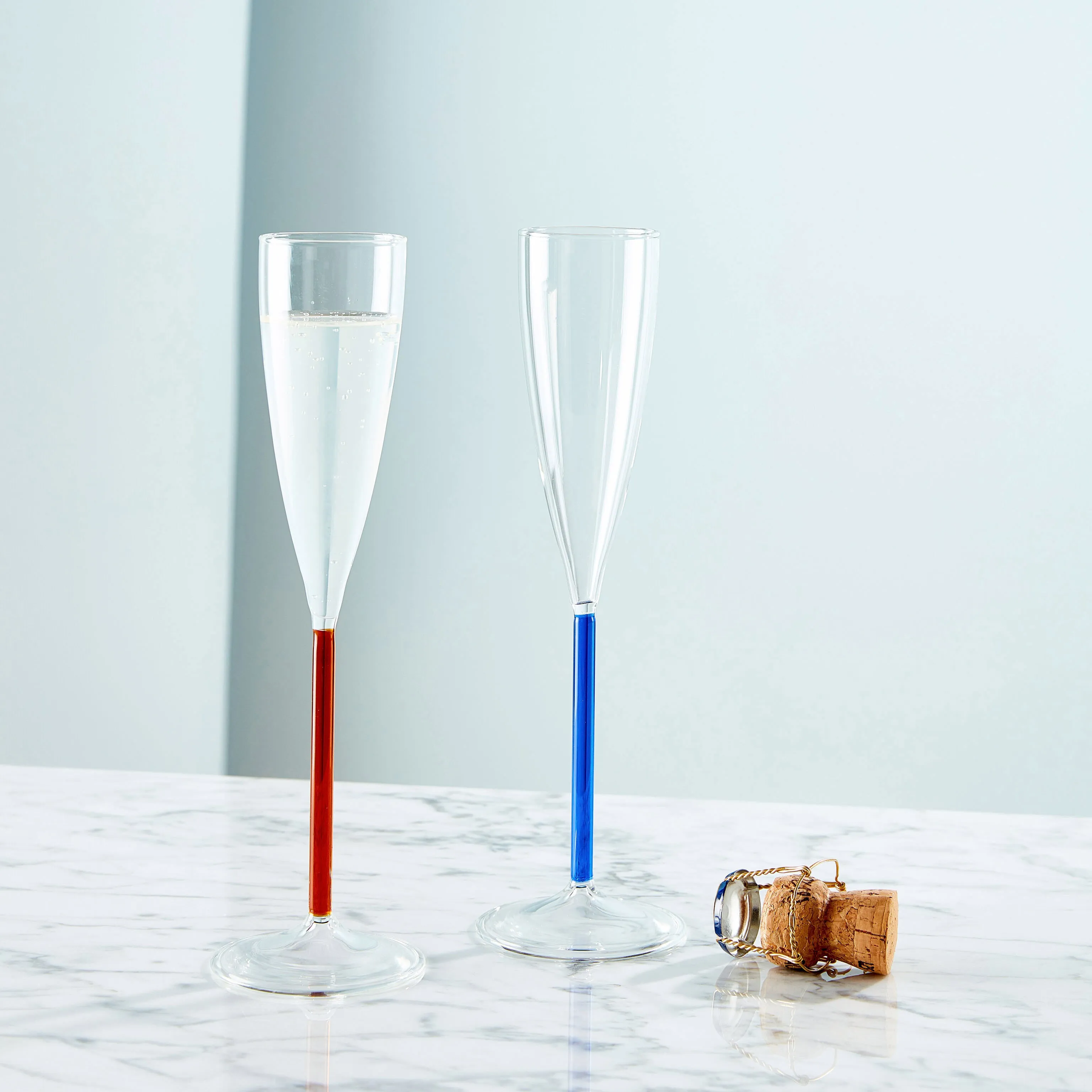 Color Accent Champagne Glasses Set