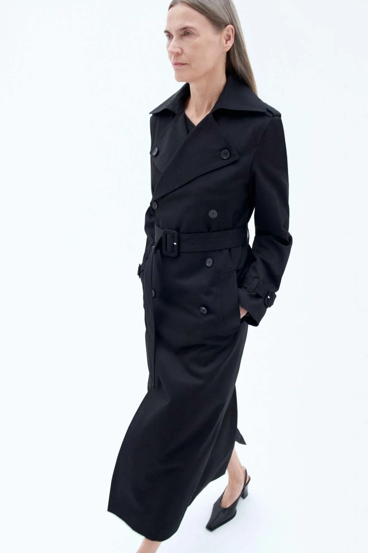 Cotton Trench Coat - Black