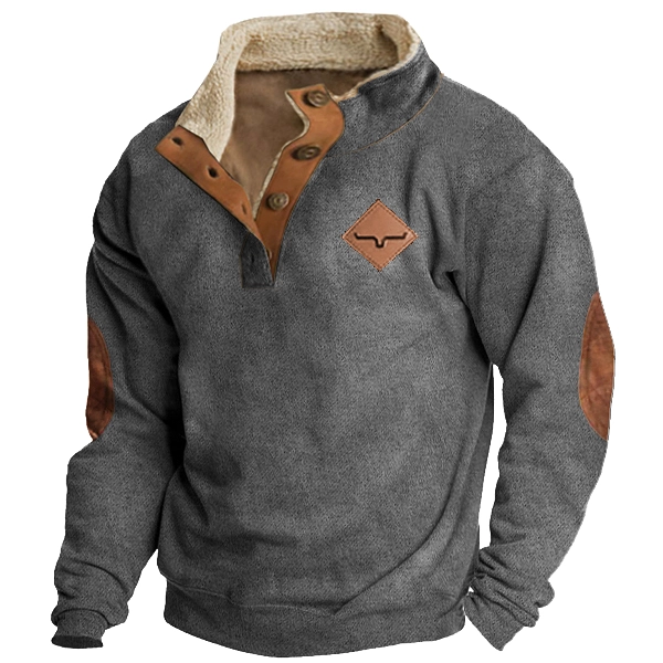 Cowboy Aztec Men's Lapel Sweatshirt