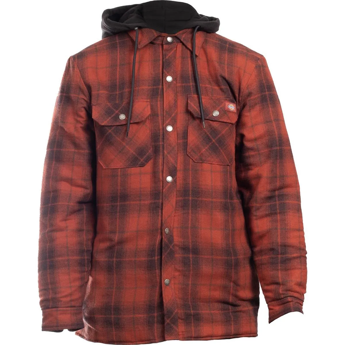 Dickies Fleece Hood Flannel Shirt Jacket Brick