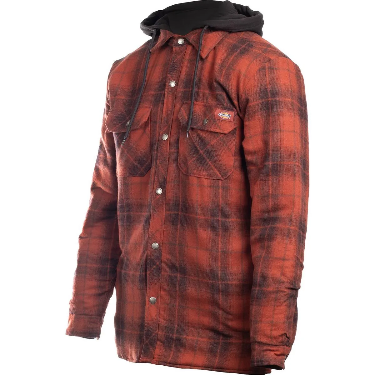 Dickies Fleece Hood Flannel Shirt Jacket Brick