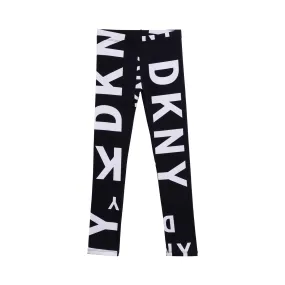 Dkny Black Printed Leggings For Girl