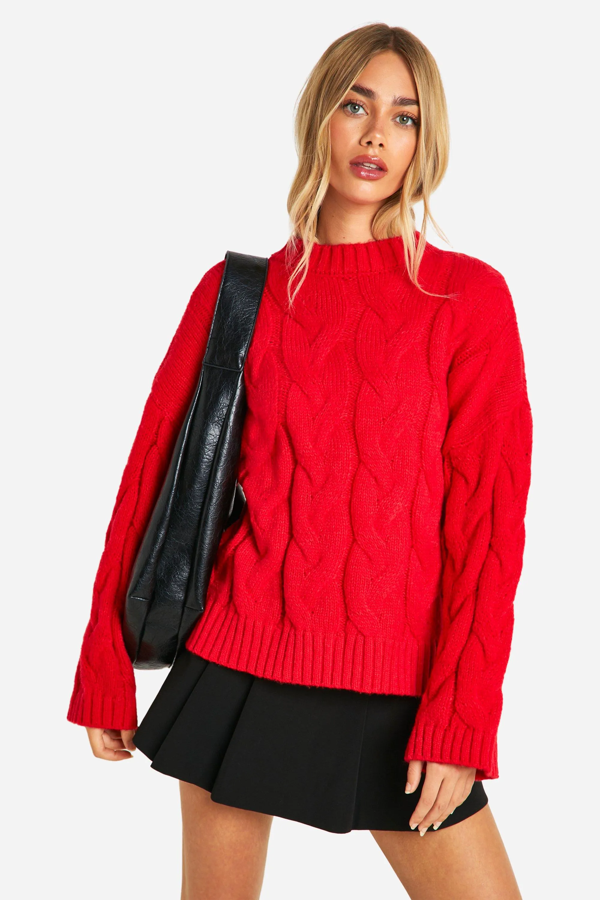 Drop Shoulder All Over Cable Oversized Sweater