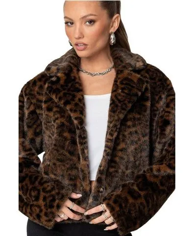 Edikted Women's Lady Leopard Faux Fur Jacket