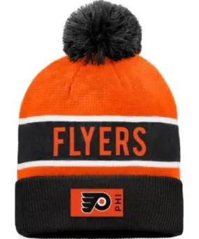 Fanatics Men's NHL Fanatics Black/Orange Philadelphia Flyers Authentic Pro Rink Cuffed Knit Hat with Pom